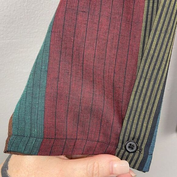 Vintage 80s Ted Sollod Blouse Size 14‎ Button Up Stripe Artsy Indie Modest Top - Picture 8 of 14